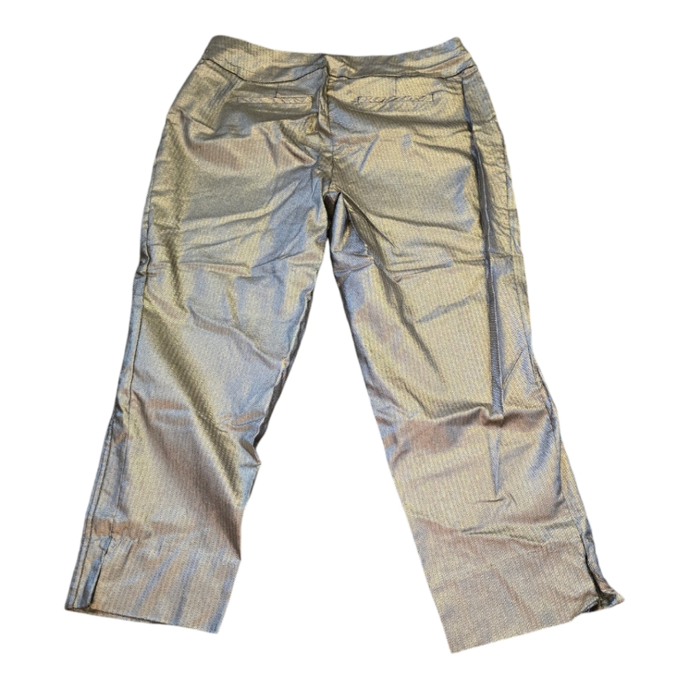 Ashley Stuart Gold Metallic Stretch Pull On Comfy Straight Leg pants Plus Sz 20‎